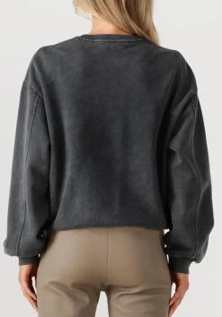 antraciet alix the label sweater ladies knitted acid washed sweater