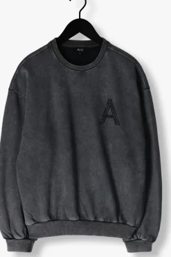 antraciet alix the label sweater ladies knitted acid washed sweater