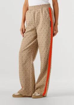beige alix the label wijde broek ladies woven logo pants