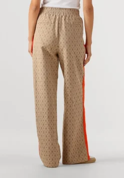 beige alix the label wijde broek ladies woven logo pants