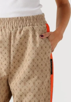 beige alix the label wijde broek ladies woven logo pants