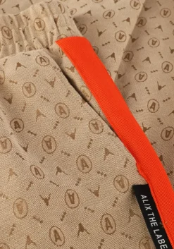 beige alix the label wijde broek ladies woven logo pants