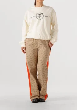 beige alix the label wijde broek ladies woven logo pants