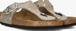 beige birkenstock teenslippers gizeh rivet border