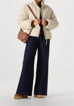 beige closed gewatteerde jas cropped puffer jacket