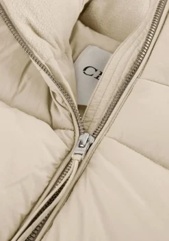 beige closed gewatteerde jas cropped puffer jacket