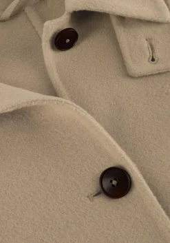 beige closed mantel belted coat