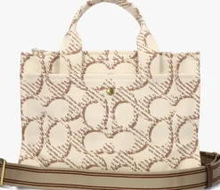 beige coach handtas maxi signature canvas cargo tote