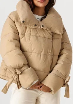 beige co'couture gewatteerde jas megan cropped puffer jacket