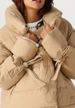 beige co'couture gewatteerde jas megan cropped puffer jacket