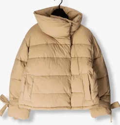 beige co'couture gewatteerde jas megan cropped puffer jacket