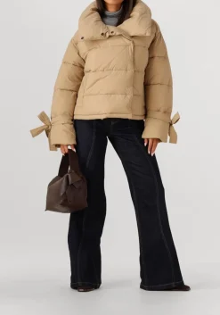 beige co'couture gewatteerde jas megan cropped puffer jacket