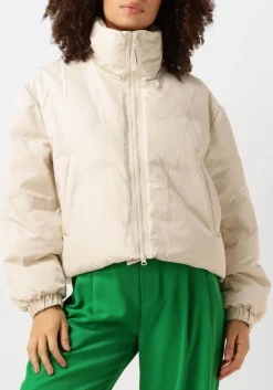 beige co'couture gewatteerde jas frosty crop purr jacket