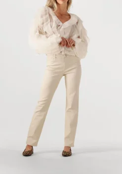 beige dante6 wijde broek amanda metallic straight cropped jeans