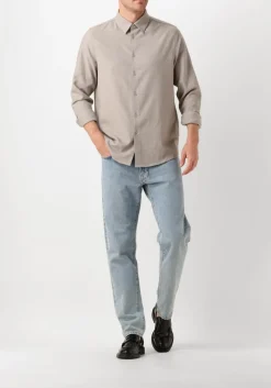 beige drykorn casual overhemd ramis