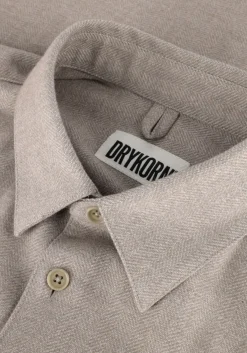 beige drykorn casual overhemd ramis