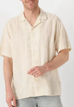 beige forét casual overhemd peer flower jacquard ss shirt