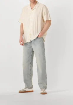 beige forét casual overhemd peer flower jacquard ss shirt