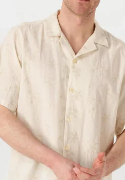 beige forét casual overhemd peer flower jacquard ss shirt
