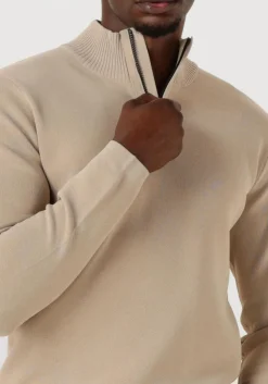 beige genti trui turtle zip