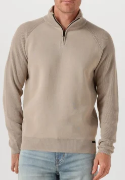 beige genti trui turtle zip