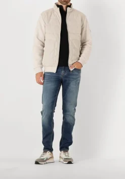 beige gentiluomo gewatteerde jas cardigan zip