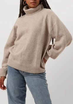beige gestuz trui manzigz wool rollneck