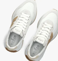 beige hogan lage sneakers h641 allacciato