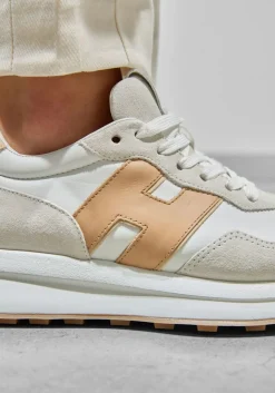 beige hogan lage sneakers h641 allacciato