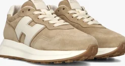 beige hogan lage sneakers h641 allacciato h patch