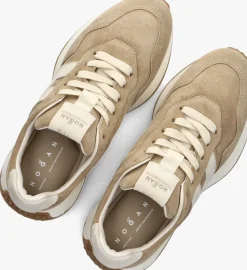 beige hogan lage sneakers h641 allacciato h patch