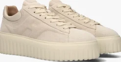 beige hogan lage sneakers h-stripes allacciato h