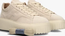 beige hogan lage sneakers h-stripes allacciato h