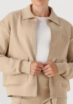 beige house of gravity vest tailored zip cardigan