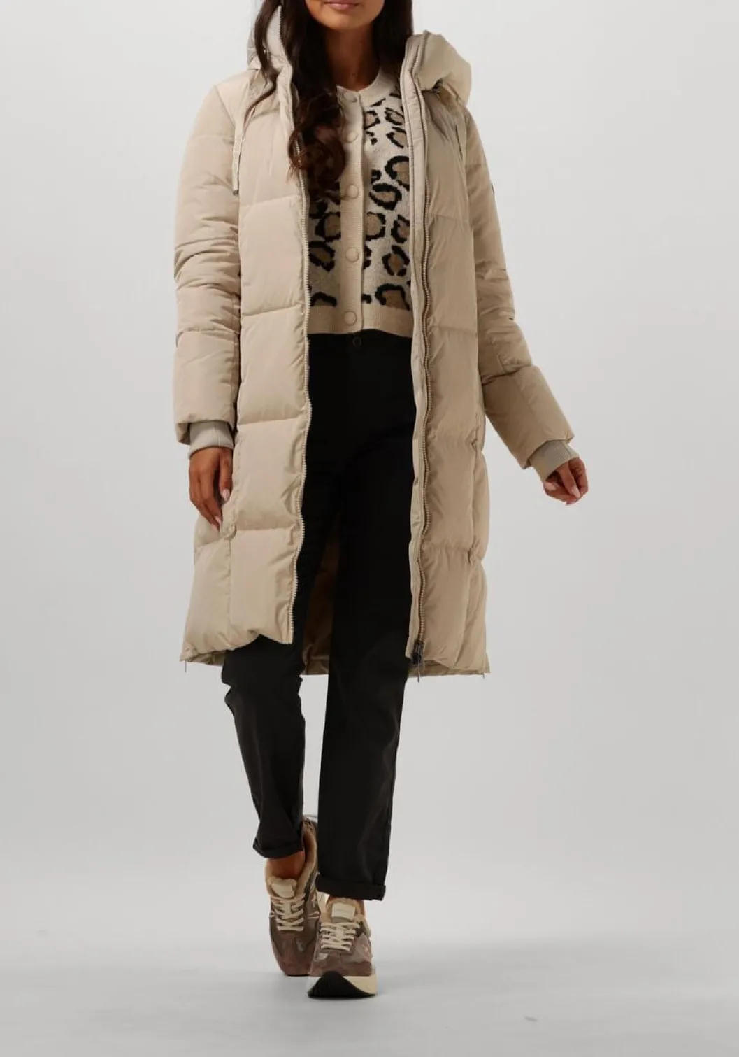 beige mos mosh gewatteerde jas nova square down coat