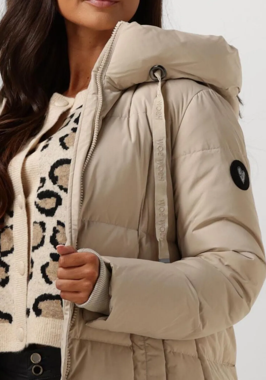 beige mos mosh gewatteerde jas nova square down coat