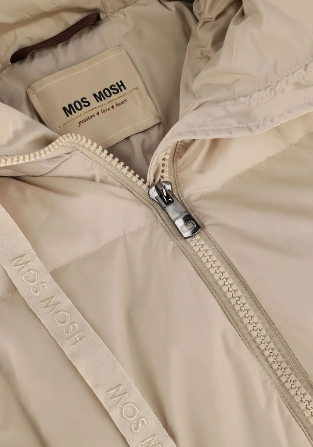 beige mos mosh gewatteerde jas nova square down coat
