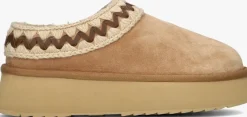 beige mou pantoffels platform clog suede leather st