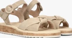 beige paul green platte sandalen 6105