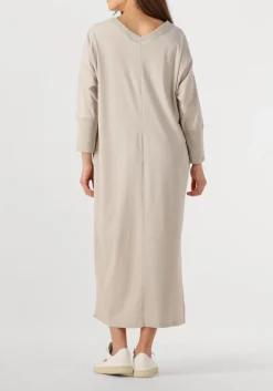 beige penn & ink midi jurk dress v