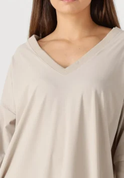 beige penn & ink midi jurk dress v