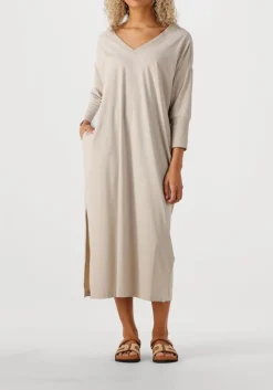 beige penn & ink midi jurk dress v