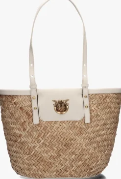 beige pinko shopper love summer basket raffia