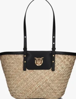 beige pinko shopper love summer basket raffia