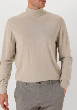 beige profuomo coltrui pullover roll neck merino
