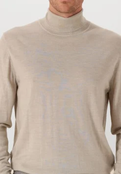 beige profuomo coltrui pullover roll neck merino