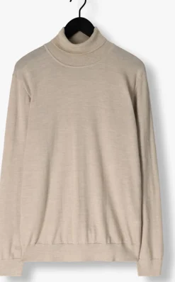 beige profuomo coltrui pullover roll neck merino