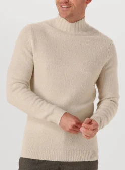 beige profuomo coltrui pullover mock neck boiled wool