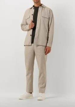 beige profuomo overshirt overshirt co/linen beige