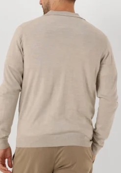 beige profuomo polo polo open collar ls merino